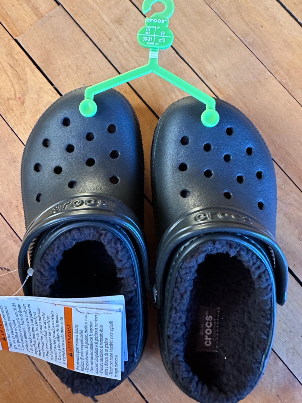 CROCS Black Fleece-Lined Kids Clogs